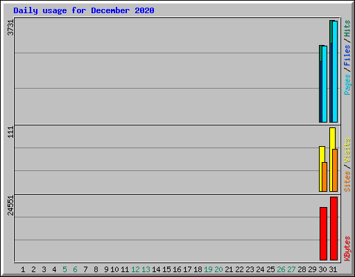 Daily usage for December 2020